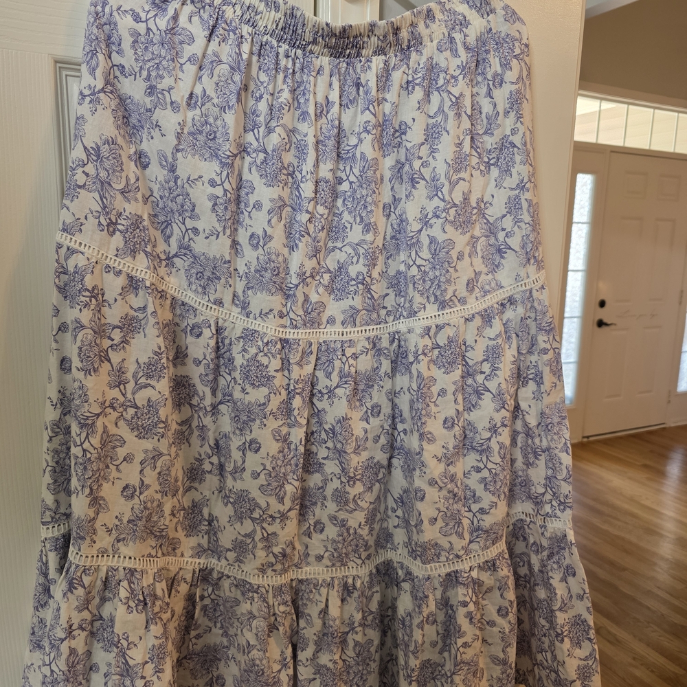Cynthia Rowley Blue and White Floral Maxi Skirt